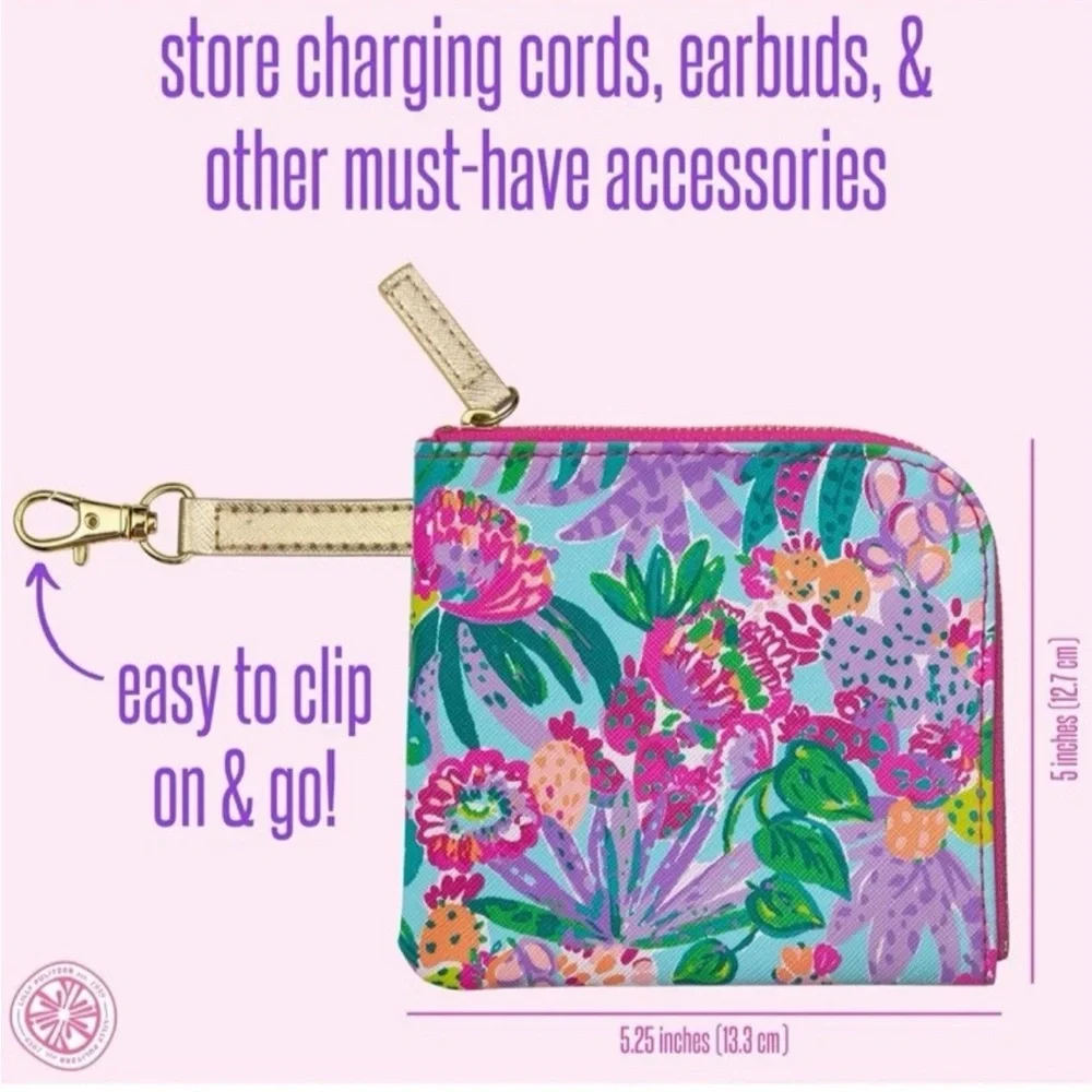 NWT Lilly Pulitzer Tech Pouch Set 2 PC Padded Laptop Case Zip Me and My Zesty